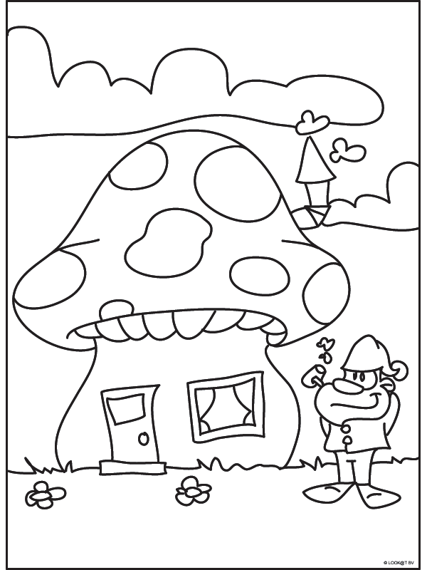 Kleurplaat Kleurplaten Paddestoelen Pilzhaus Champignon Coloriage Jamur 