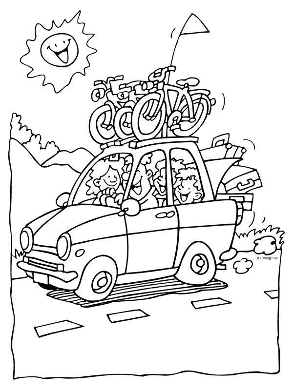 Kleurplaat Samen Op Vakantie Met De Auto Kleurplaten nl